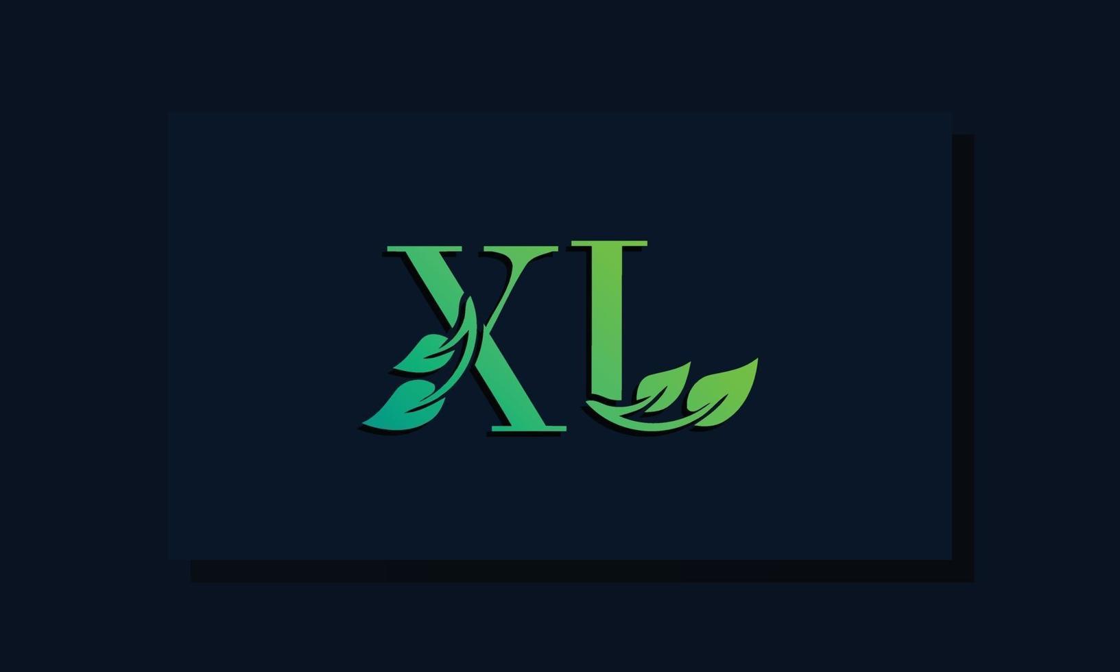 Minimal leaf style Initial XL logo vector