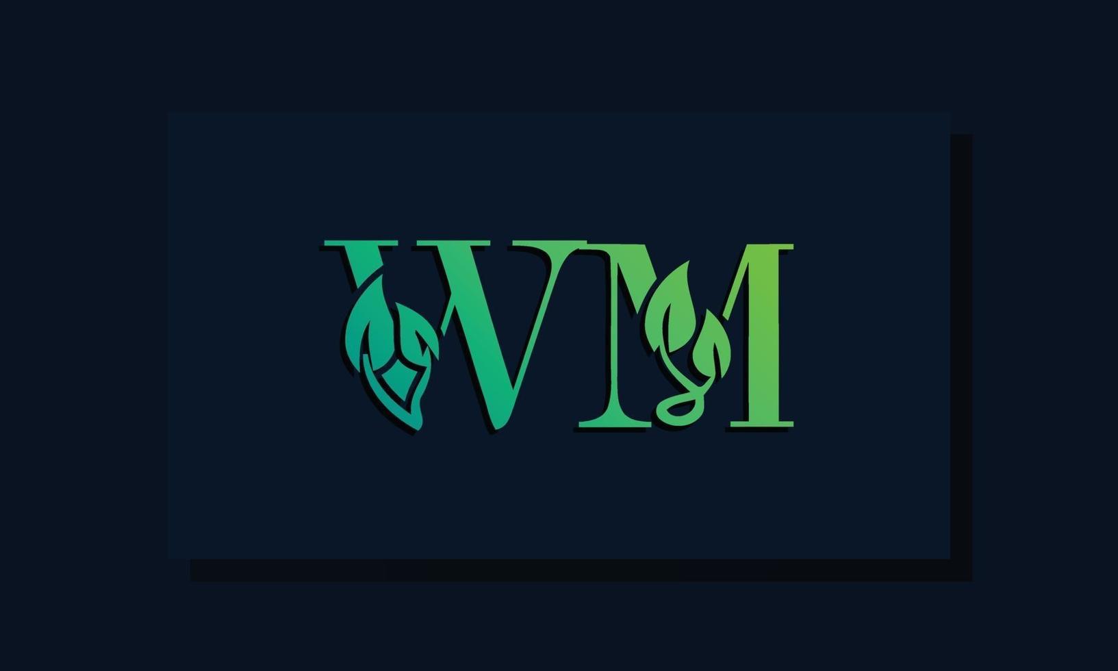 Minimal leaf style Initial WM logo vector