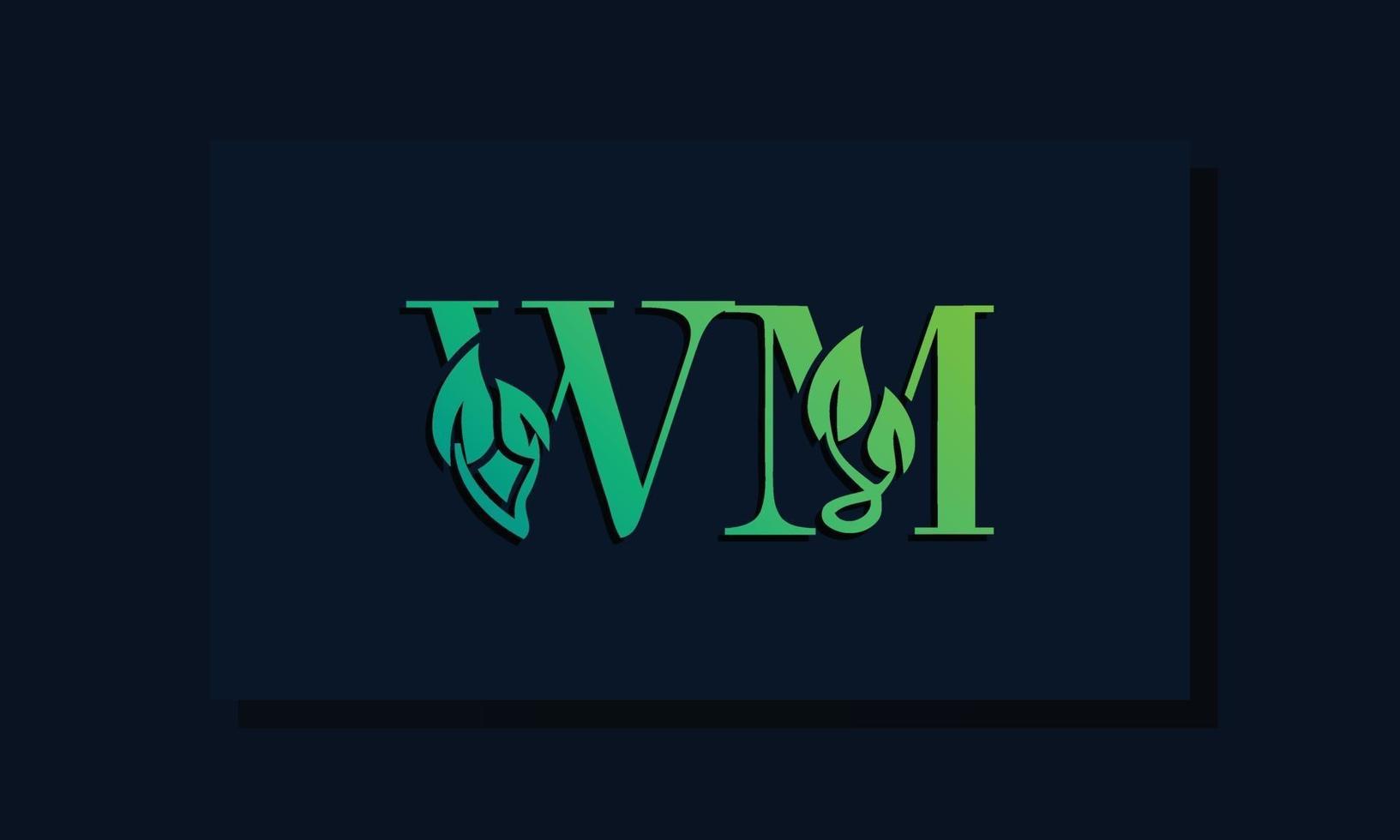 logotipo de wm inicial de estilo de hoja mínima vector