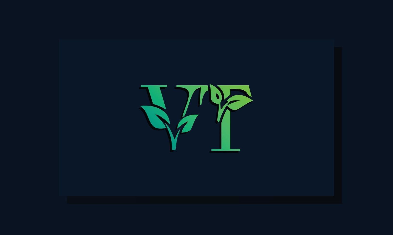 logotipo de vt inicial de estilo de hoja mínima vector