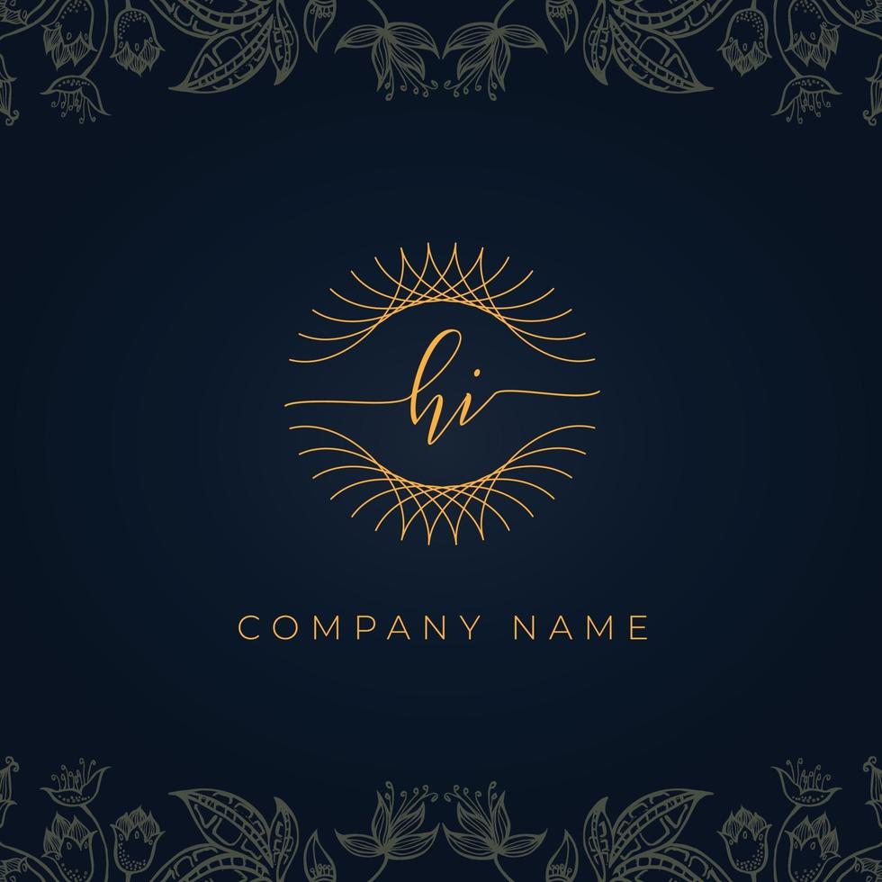 Elegant luxury letter HI logo. vector