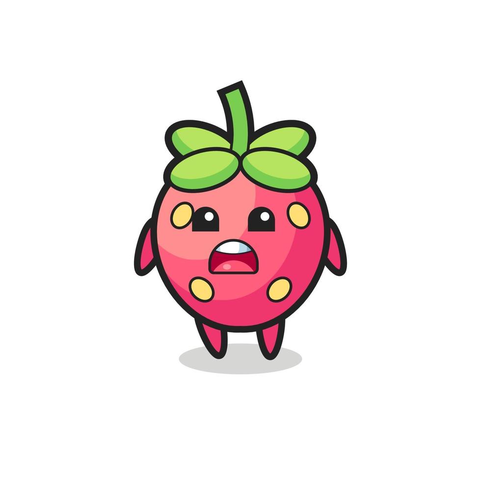 strawberry illustration with apologizing expression, saying I am sorry vector