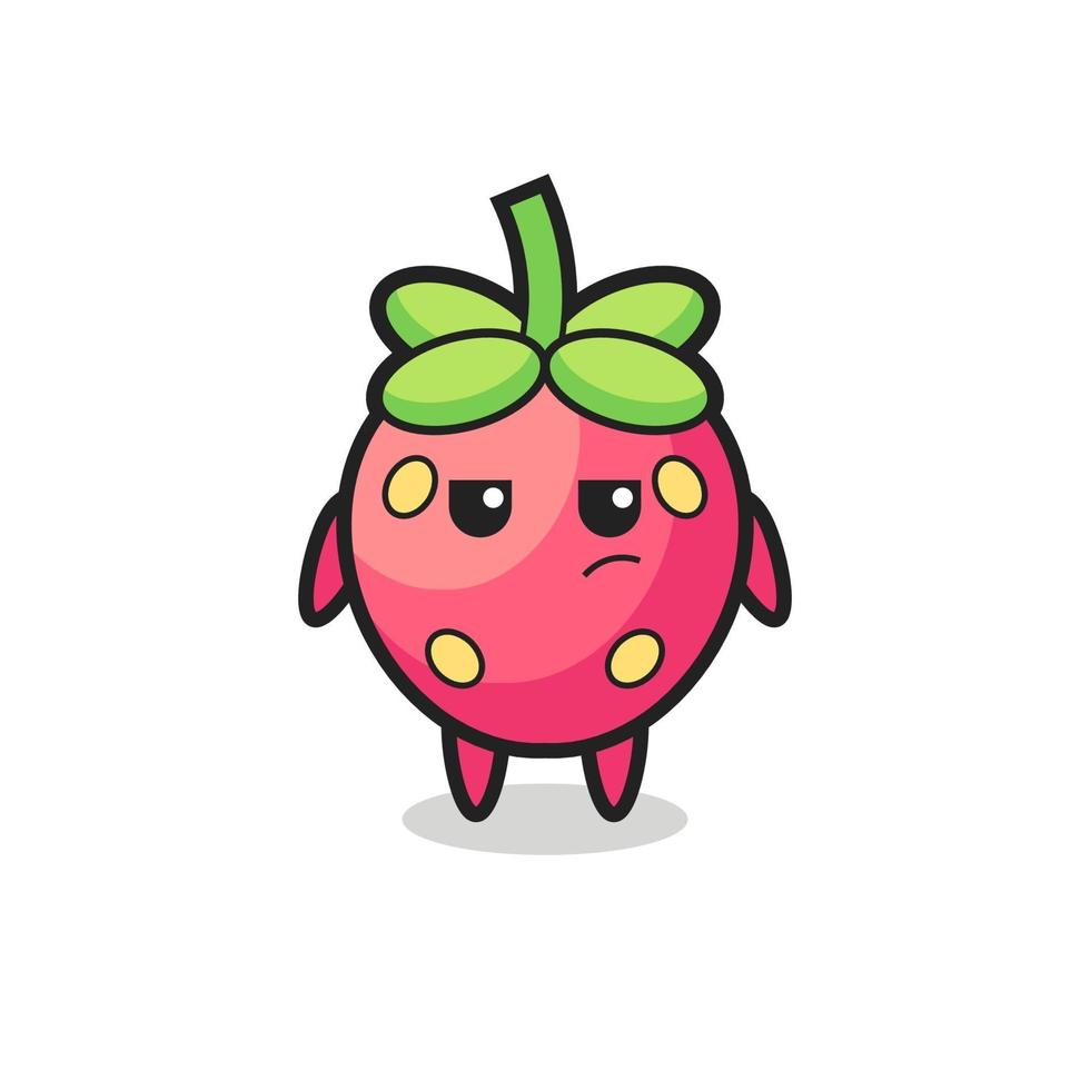 cute strawberry character with suspicious expression vector