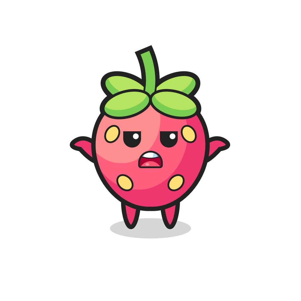 strawberry mascot character saying I do not know vector