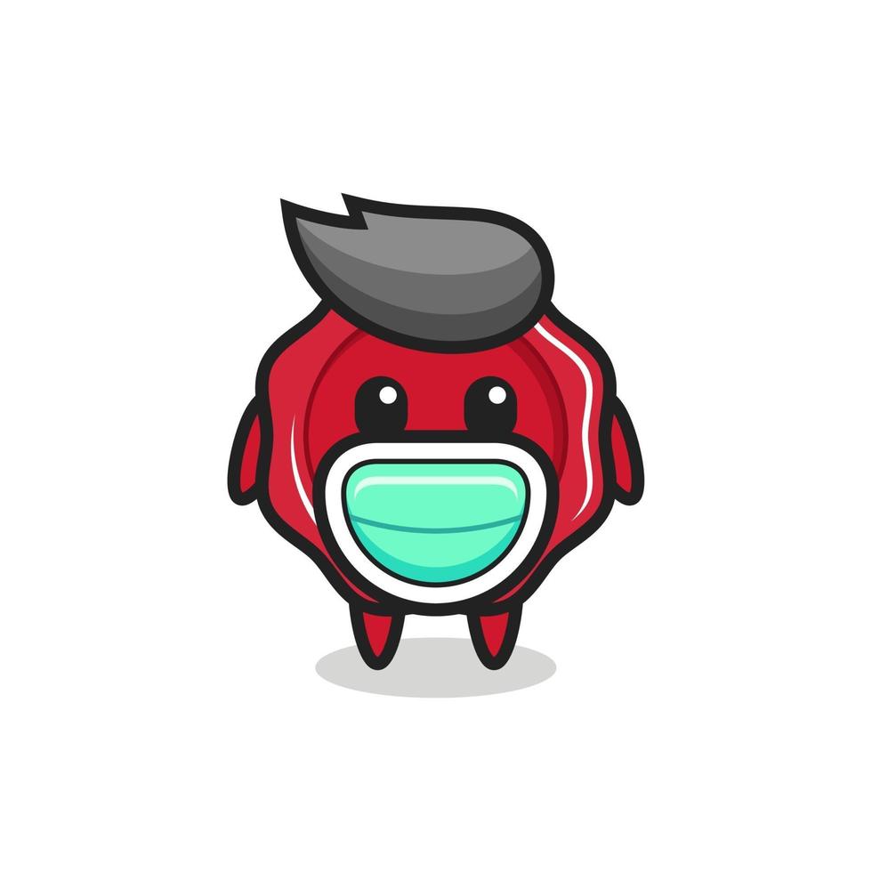 cute sealing wax cartoon wearing a mask vector