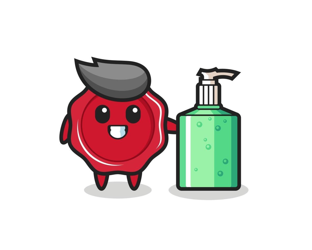 cute sealing wax cartoon with hand sanitizer vector