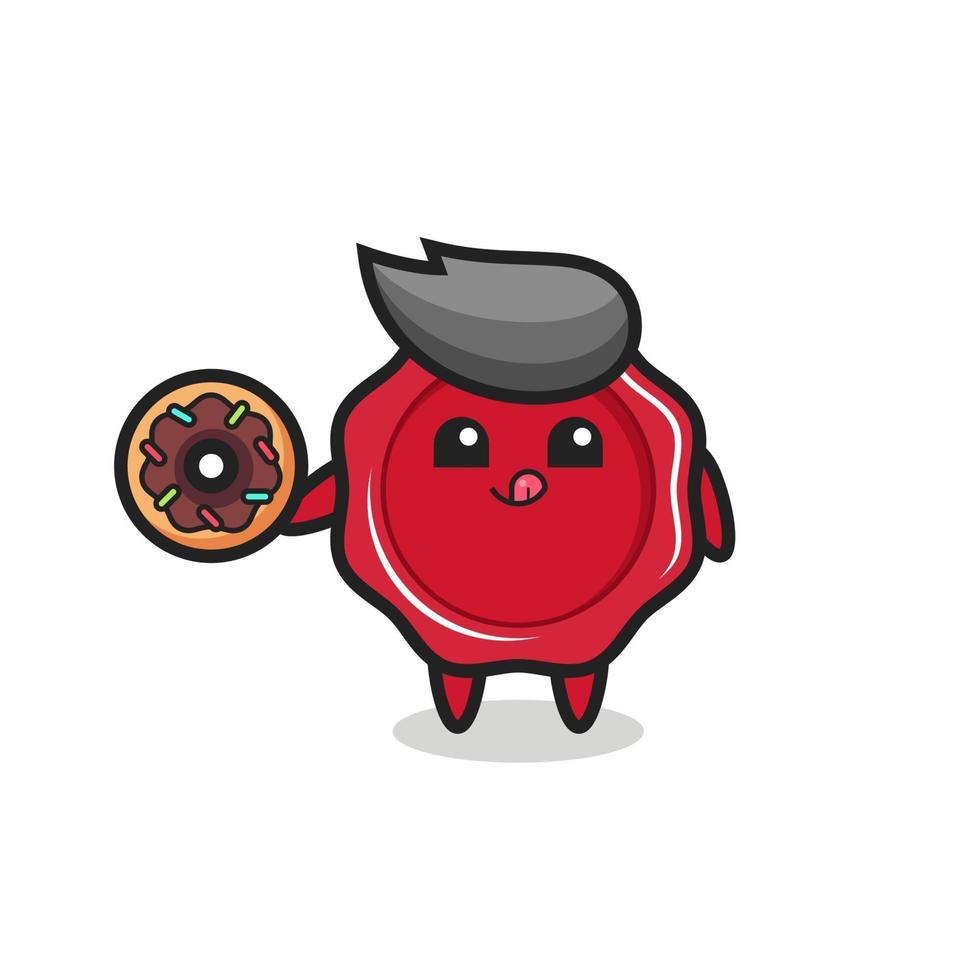 illustration of an sealing wax character eating a doughnut vector