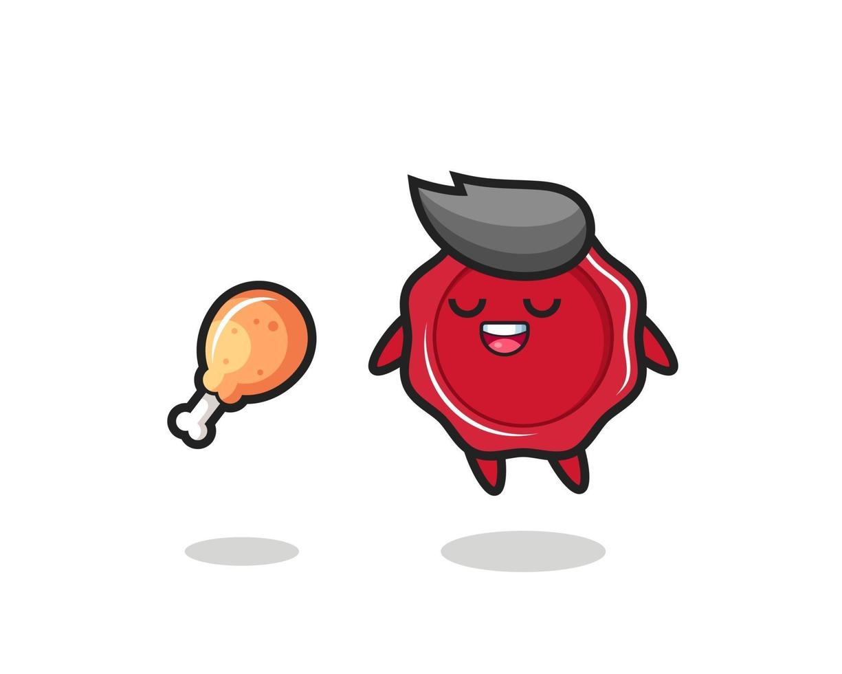 cute sealing wax floating and tempted because of fried chicken vector