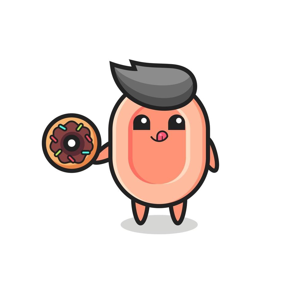 illustration of an soap character eating a doughnut vector