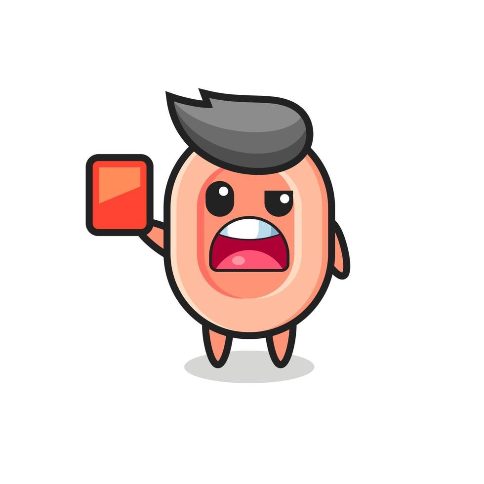 soap cute mascot as referee giving a red card vector