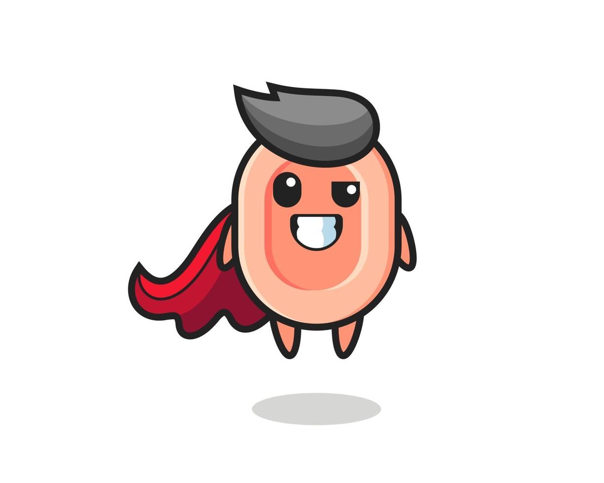 the cute soap character as a flying superhero vector