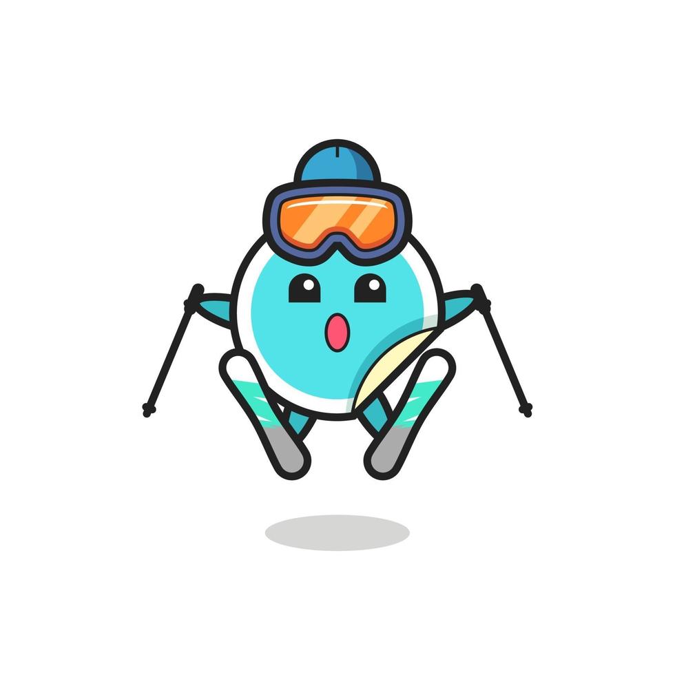 sticker mascot character as a ski player vector