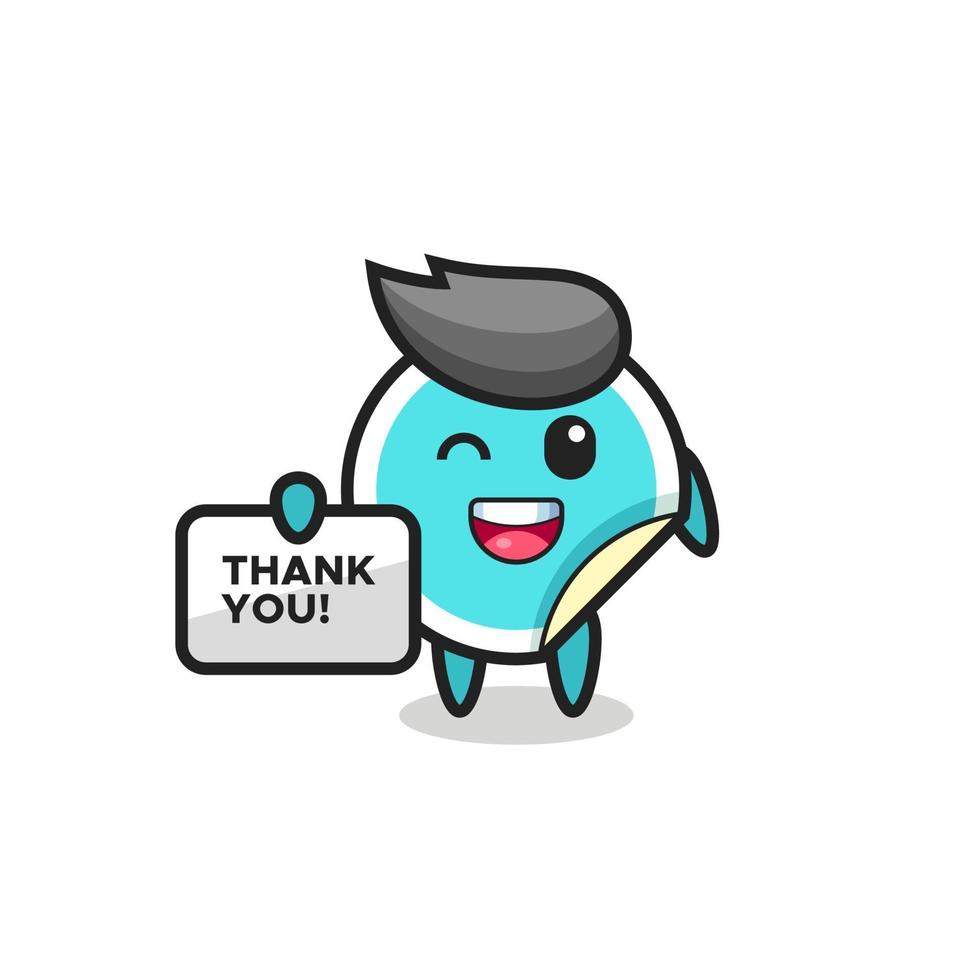 the mascot of the sticker holding a banner that says thank you vector