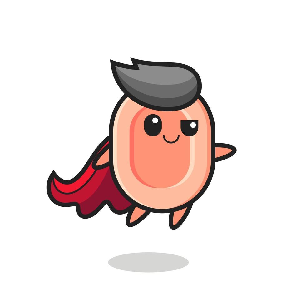 cute soap superhero character is flying vector