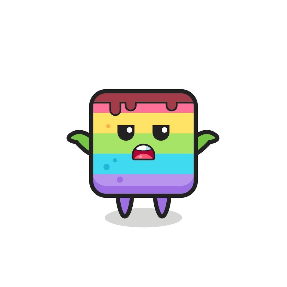 rainbow cake mascot character saying I do not know vector