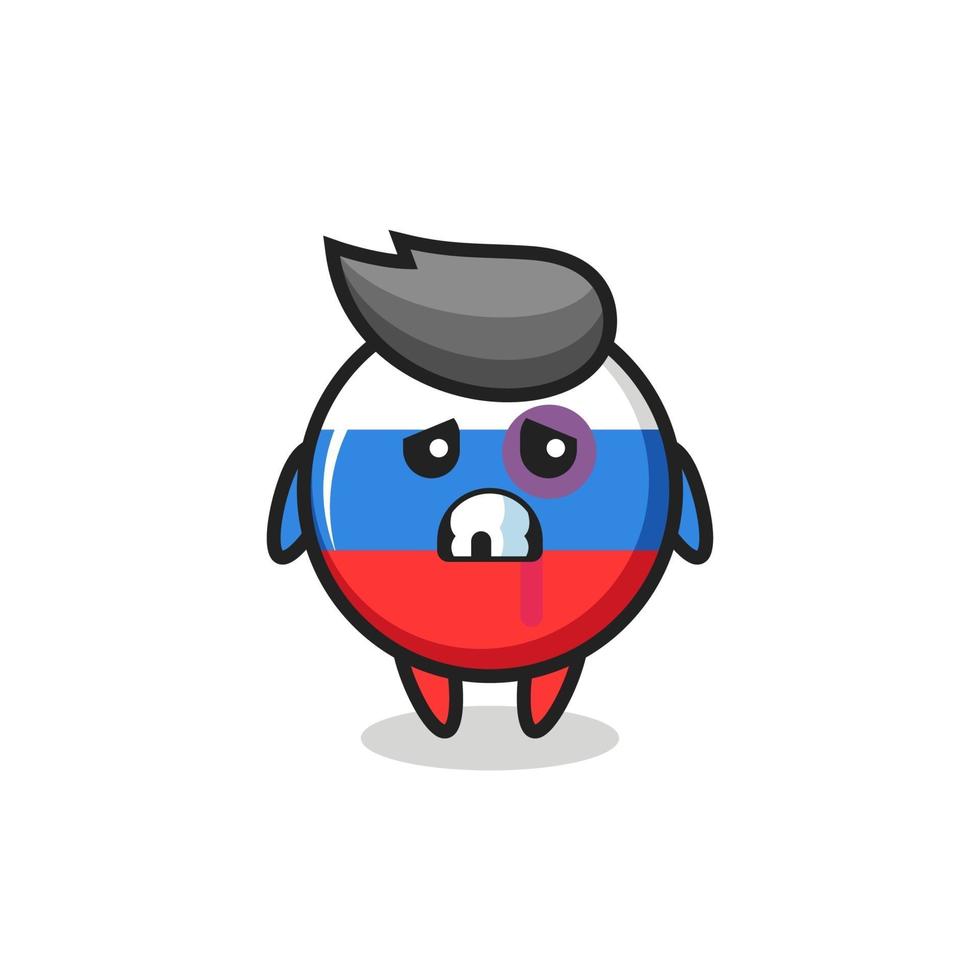 injured russia flag badge character with a bruised face vector