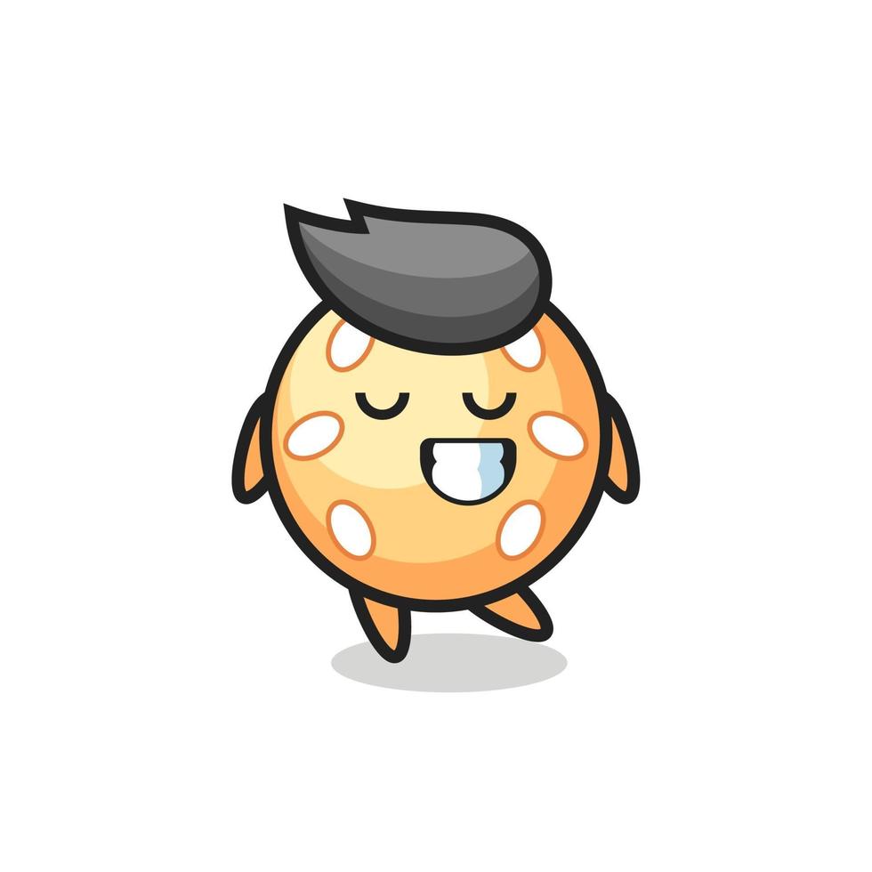 sesame ball cartoon illustration with a shy expression vector