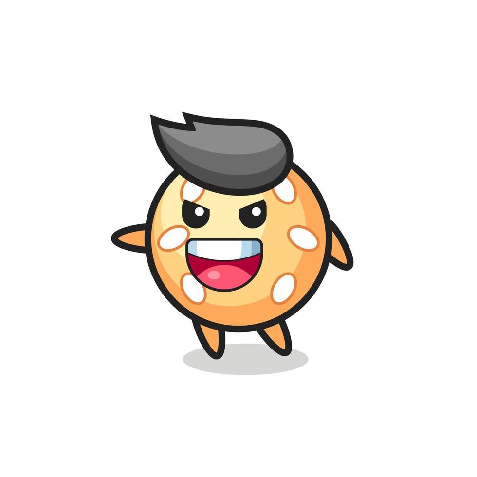sesame ball cartoon with very excited pose vector