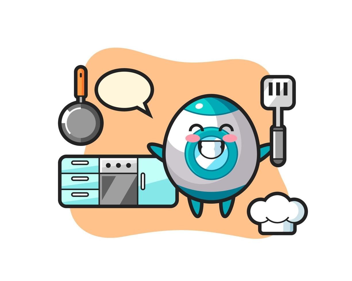 rocket character illustration as a chef is cooking vector