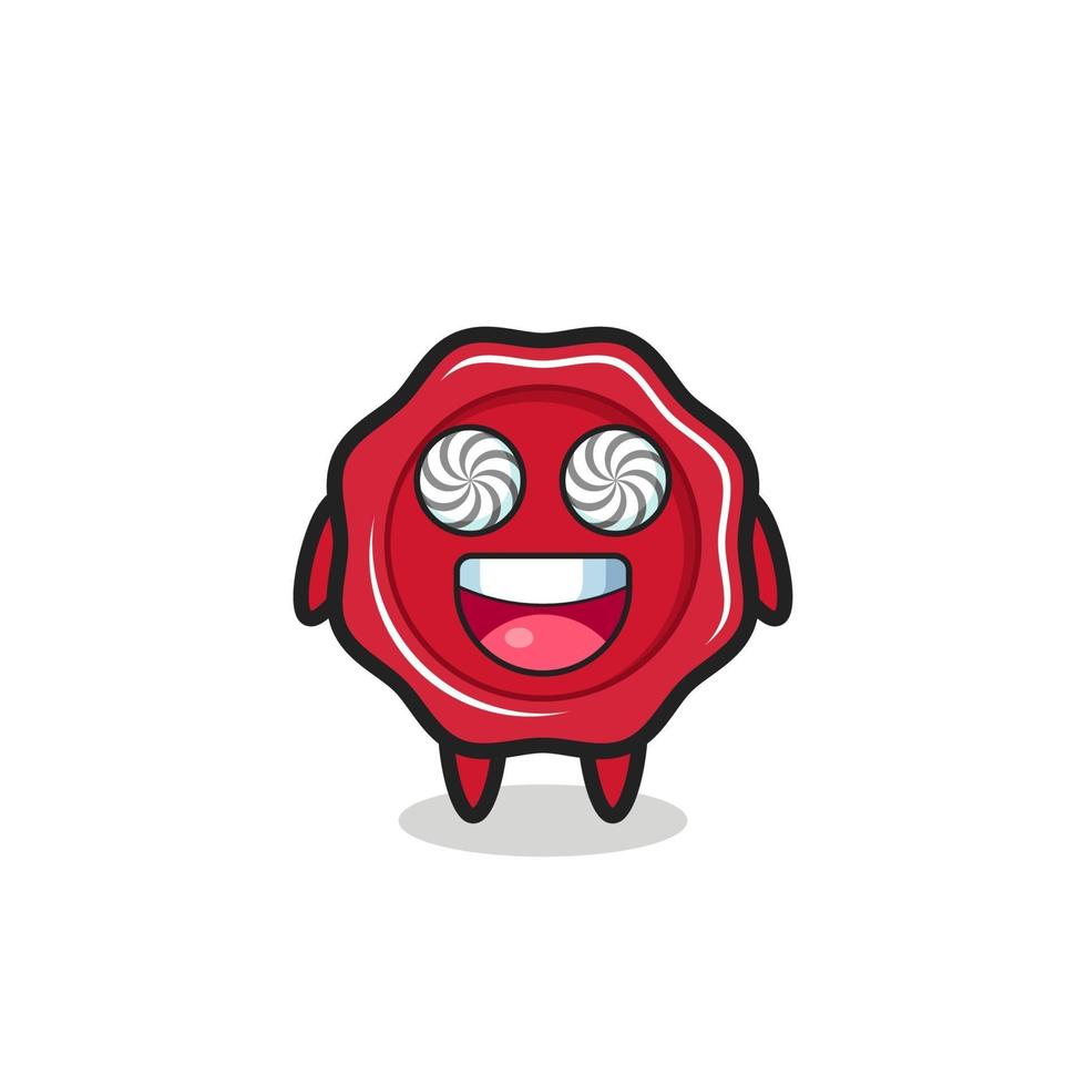 cute sealing wax character with hypnotized eyes vector