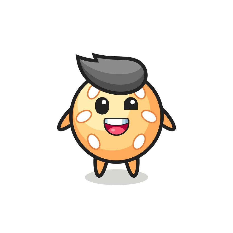 illustration of an sesame ball character with awkward poses vector