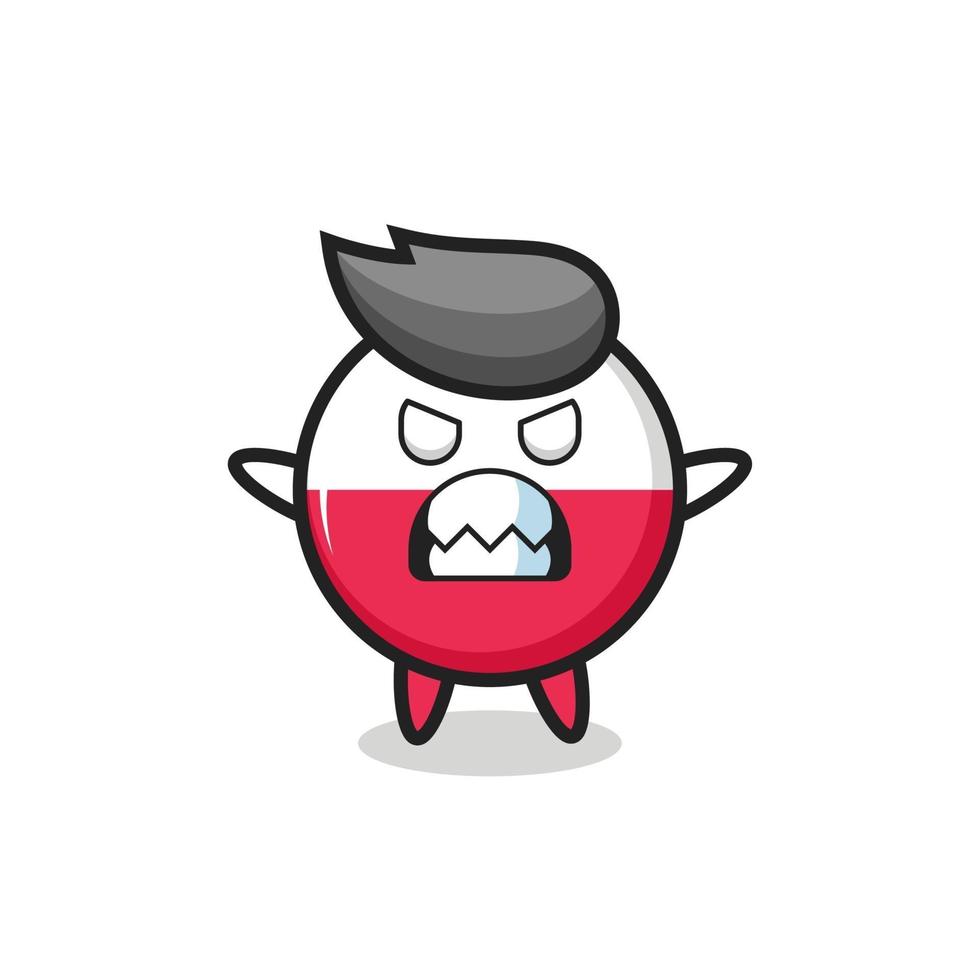 wrathful expression of the poland flag badge mascot character vector