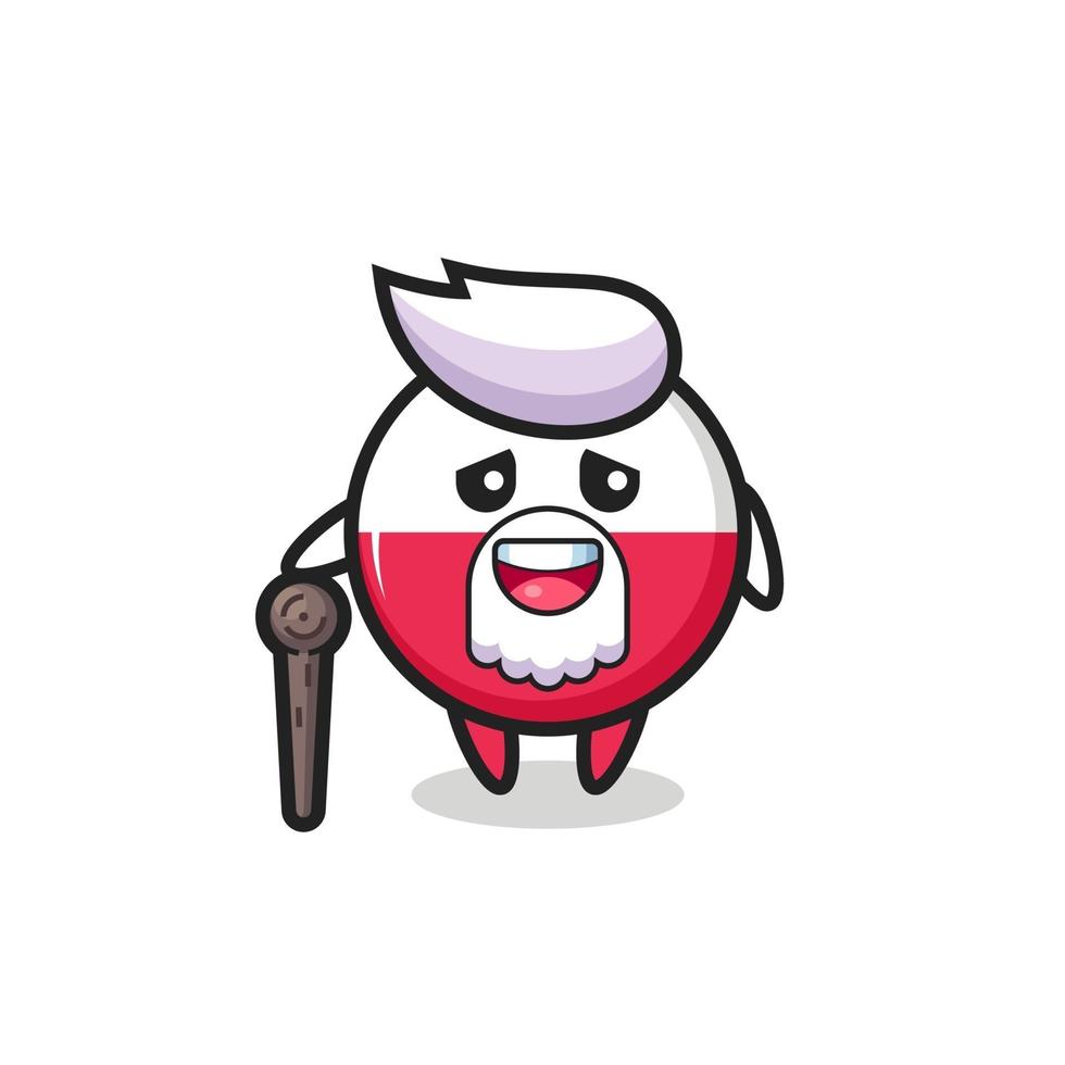 linda insignia de la bandera de polonia el abuelo está sosteniendo un palo vector