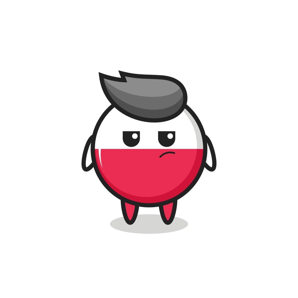 cute poland flag badge character with suspicious expression vector