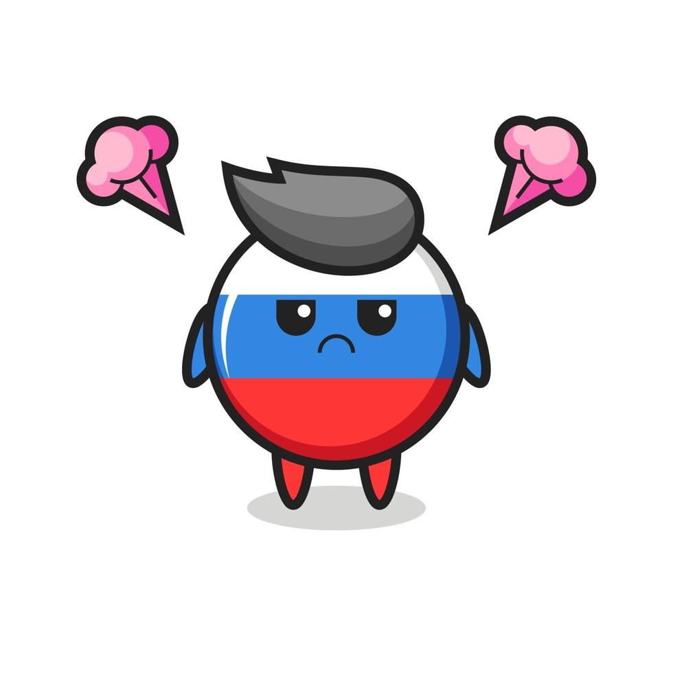 annoyed expression of the cute russia flag badge cartoon character vector