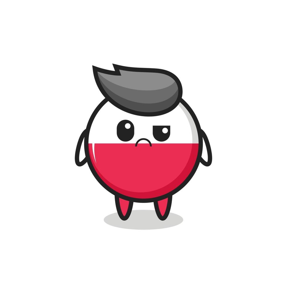 the mascot of the poland flag badge with sceptical face vector