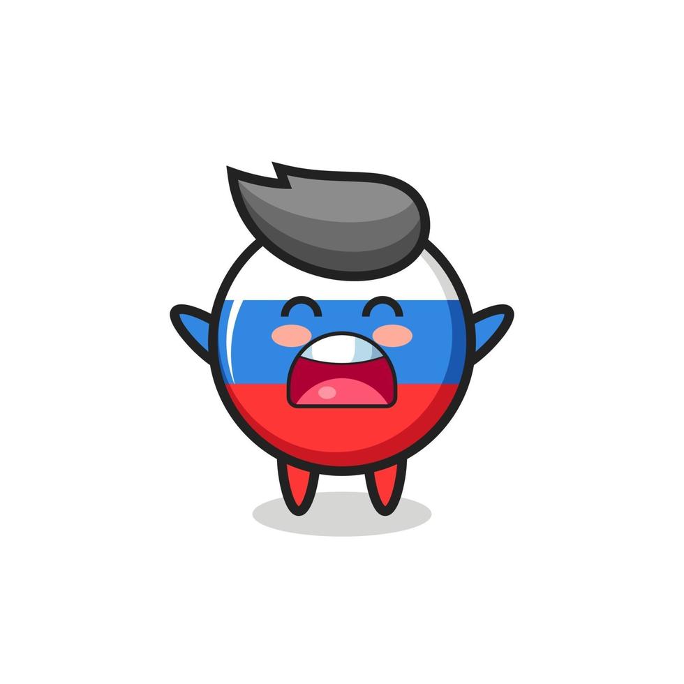 cute russia flag badge mascot with a yawn expression vector