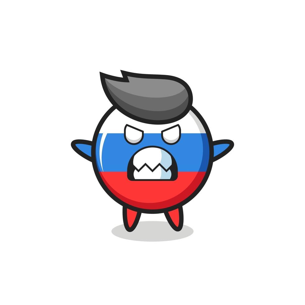 wrathful expression of the russia flag badge mascot character vector