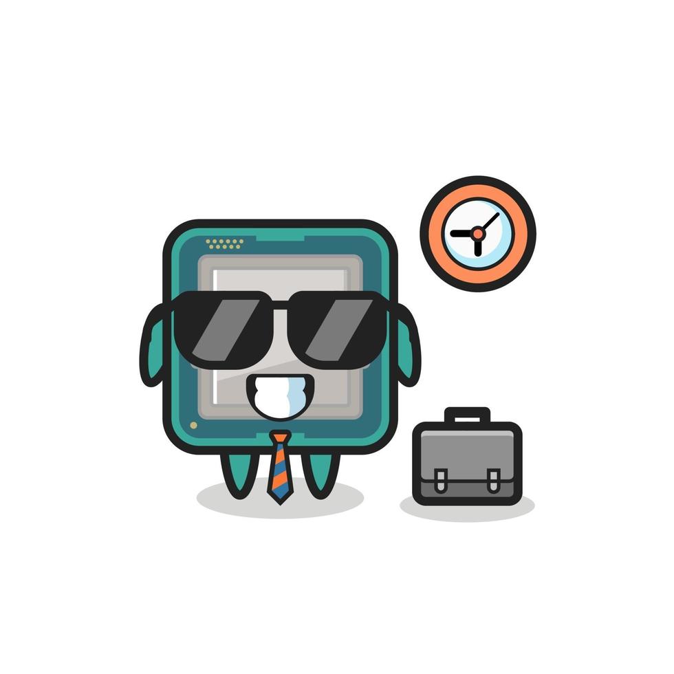 Cartoon mascot of processor as a businessman vector