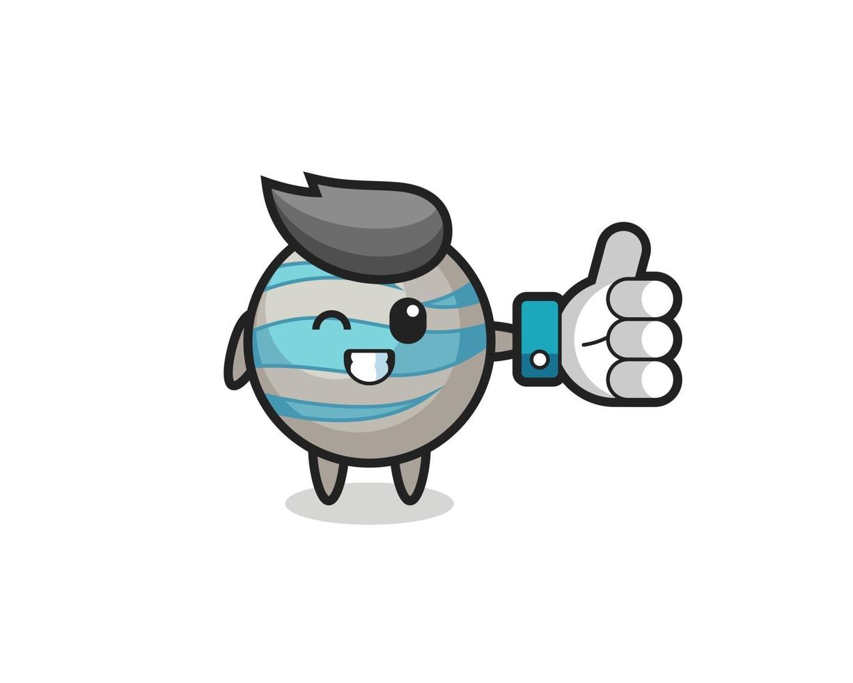 cute planet with social media thumbs up symbol vector