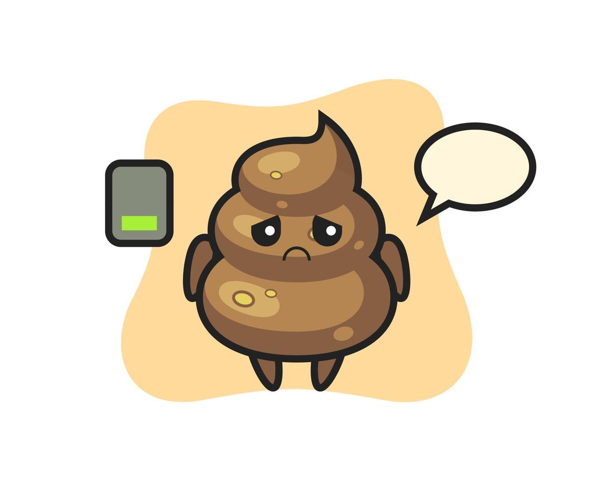 personaje de mascota de caca haciendo un gesto cansado vector