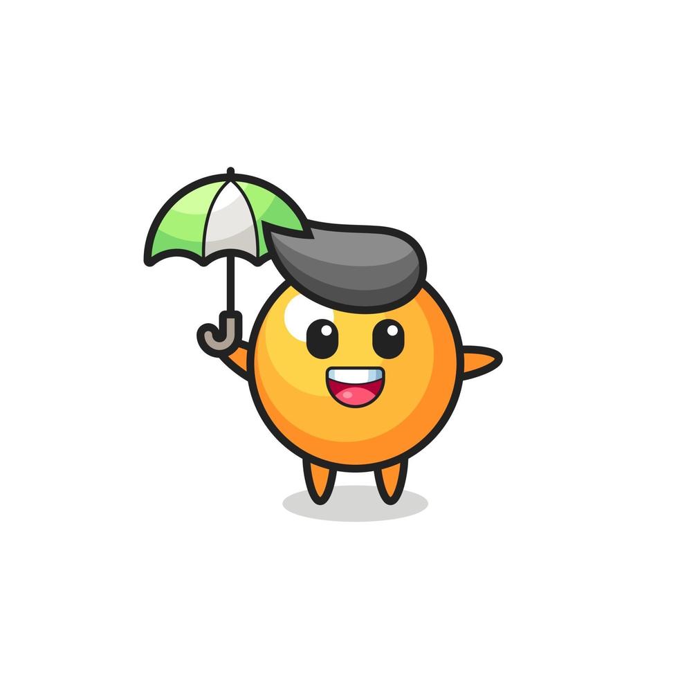 linda ilustración de pelota de ping pong sosteniendo un paraguas vector