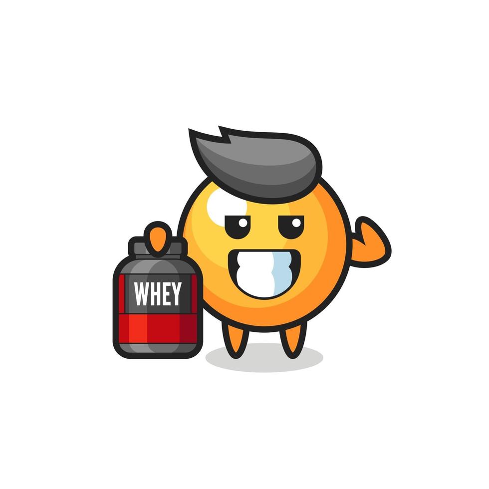the muscular ping pong ball character is holding a protein supplement vector