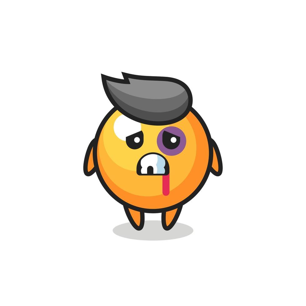 injured ping pong ball character with a bruised face vector