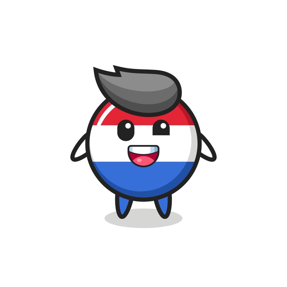 illustration of an netherlands flag badge character with awkward poses vector