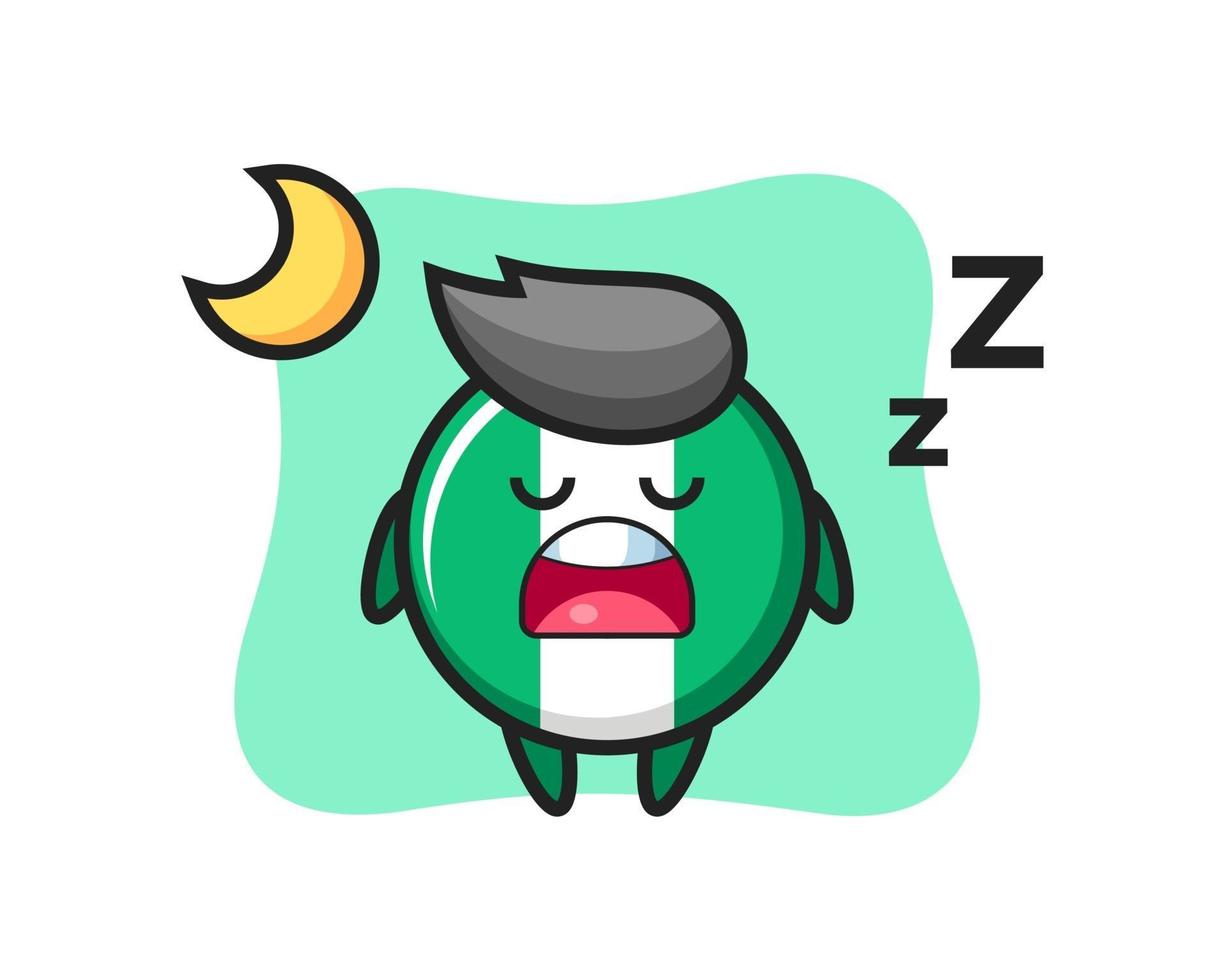 nigeria flag badge character illustration sleeping at night vector