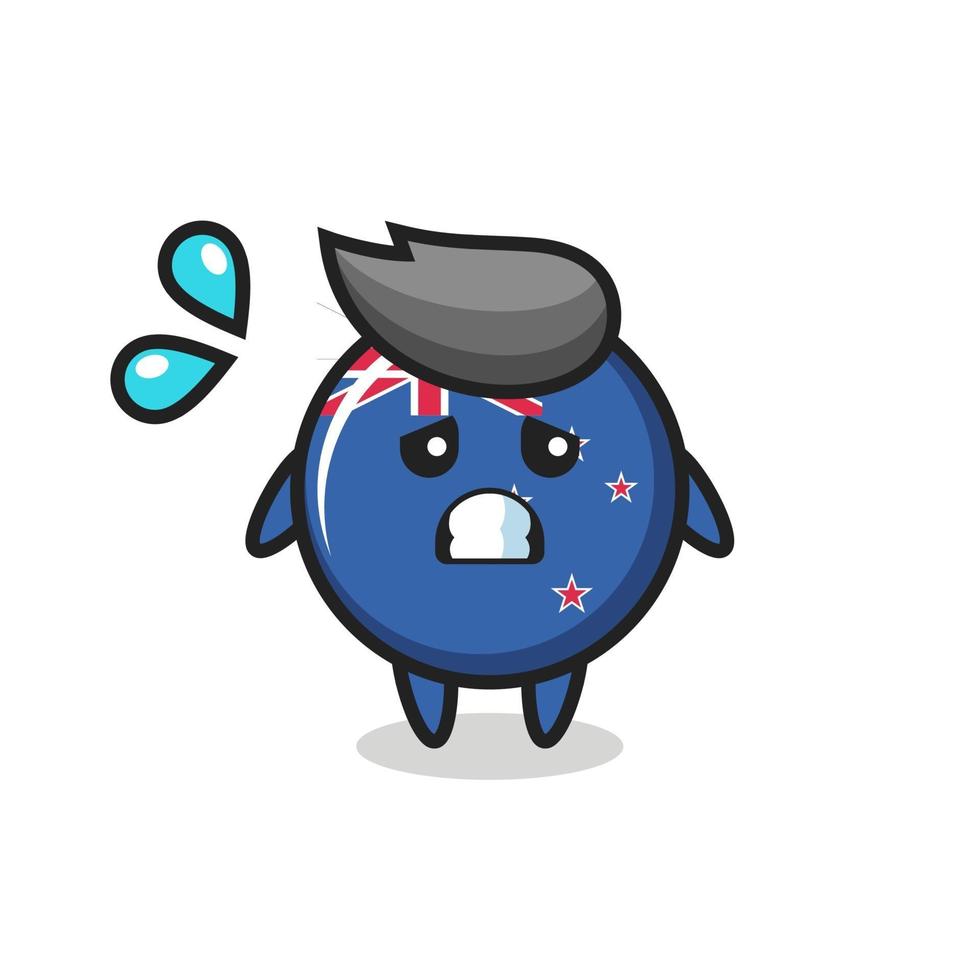 new zealand flag badge mascot character with afraid gesture vector