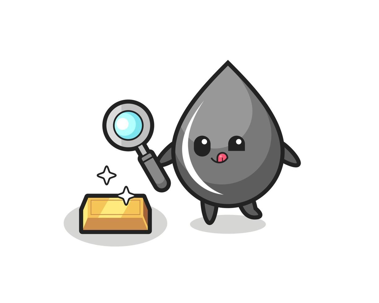 oil drop character is checking the authenticity of the gold bullion vector