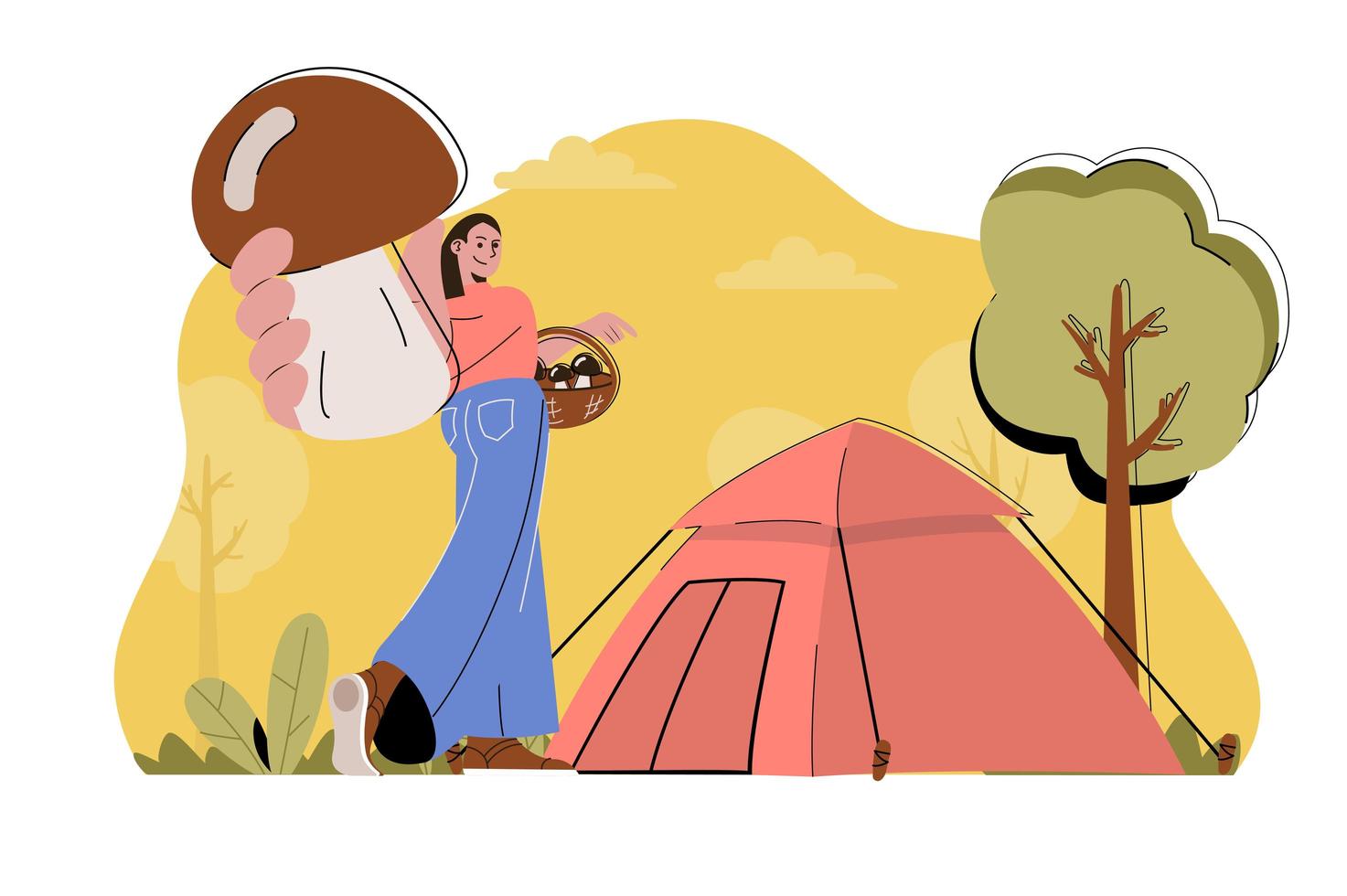 Camping holiday concept for website and mobile site vector
