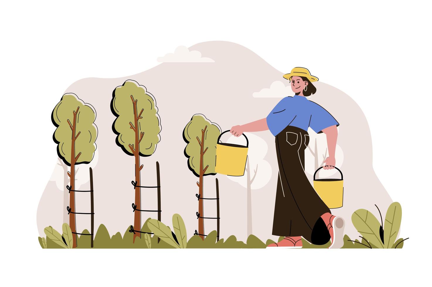 Gardening concept for website and mobile site vector