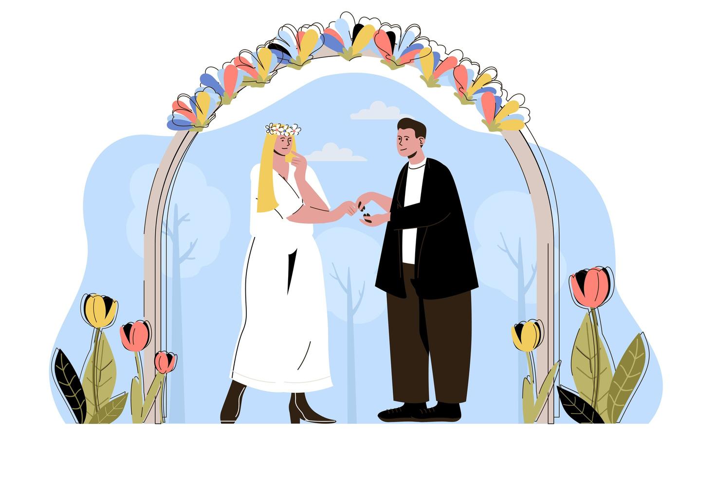 Wedding ceremony concept for website and mobile site vector