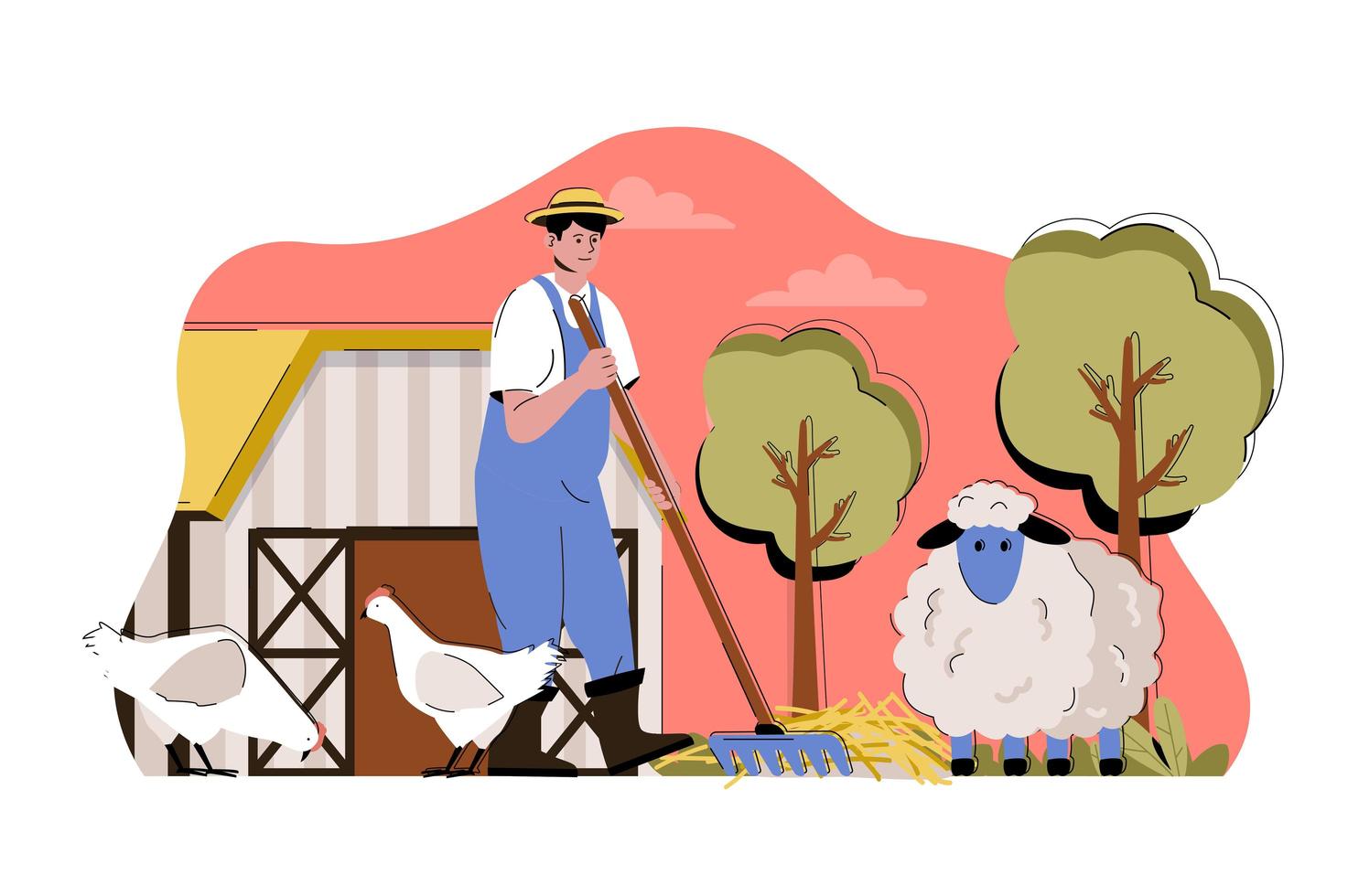 Animal husbandry concept for website and mobile site vector