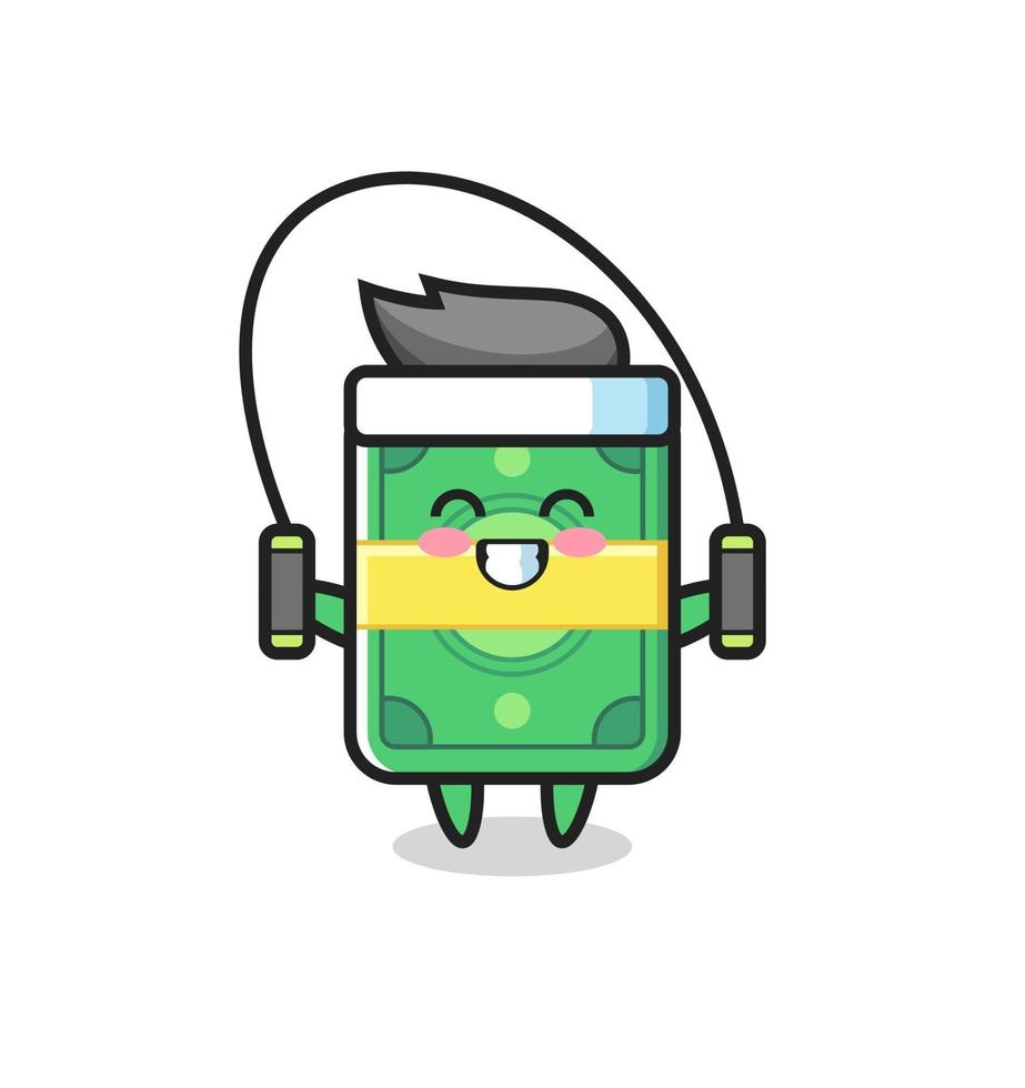 money character cartoon with skipping rope vector