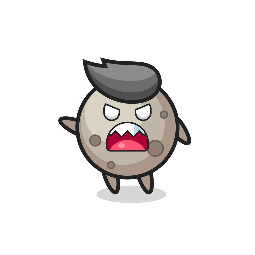cute moon cartoon in a very angry pose vector