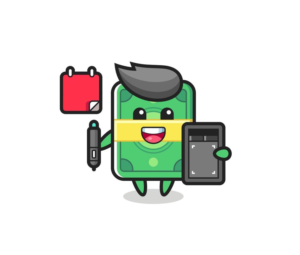 Illustration of money mascot as a graphic designer vector