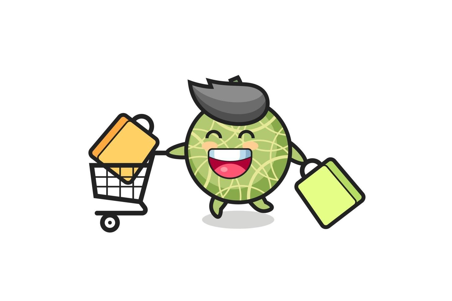 black Friday illustration with cute melon fruit mascot vector